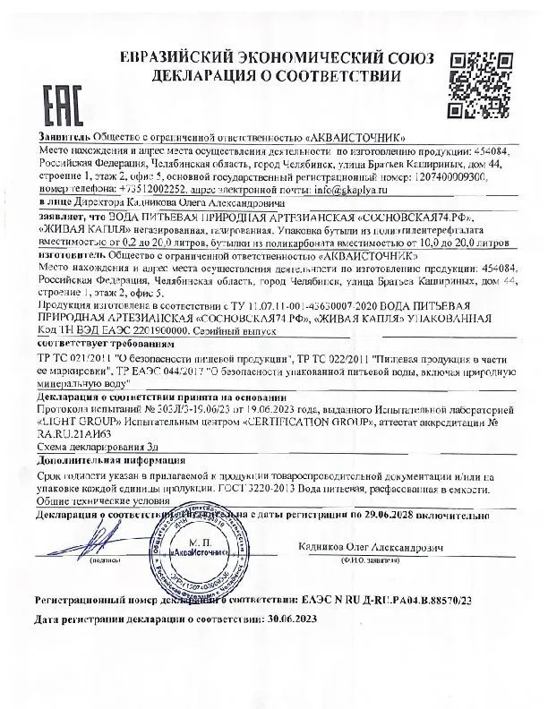 Декларация о соответствии 